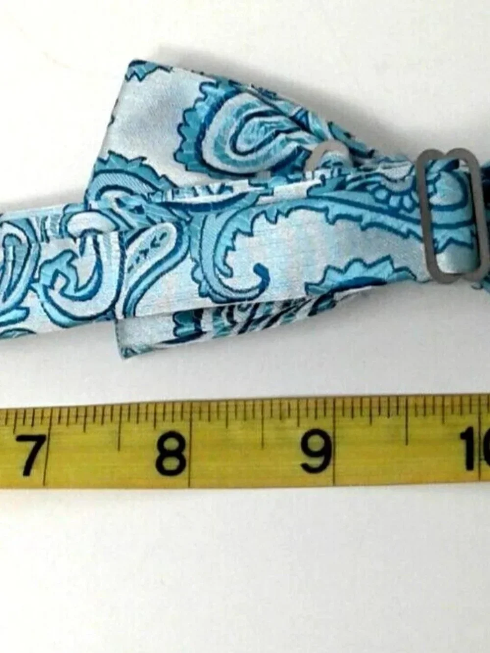 Paisley Bow Tie Bright Aqua Turquoise Pretied Adjustable Brand Q